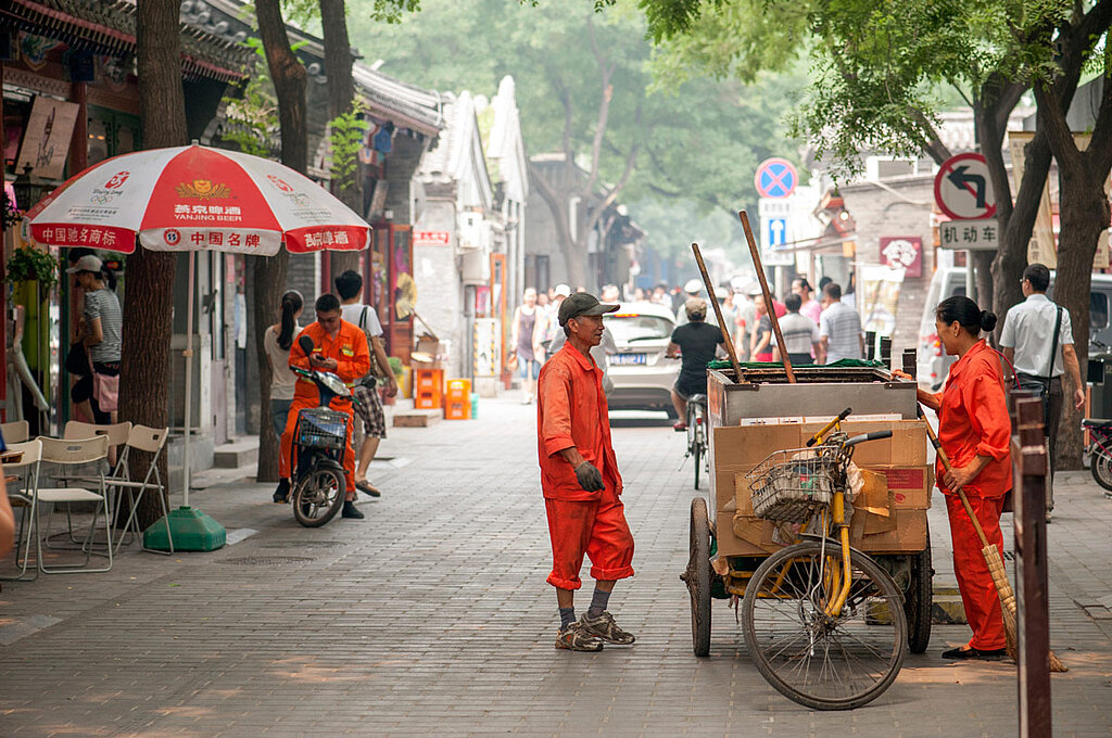 Strassenreinigung in Beijing, China
