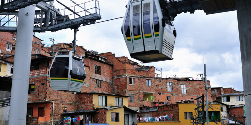 Seilbahn in Santo Domingo in Medellín, Kolumbien